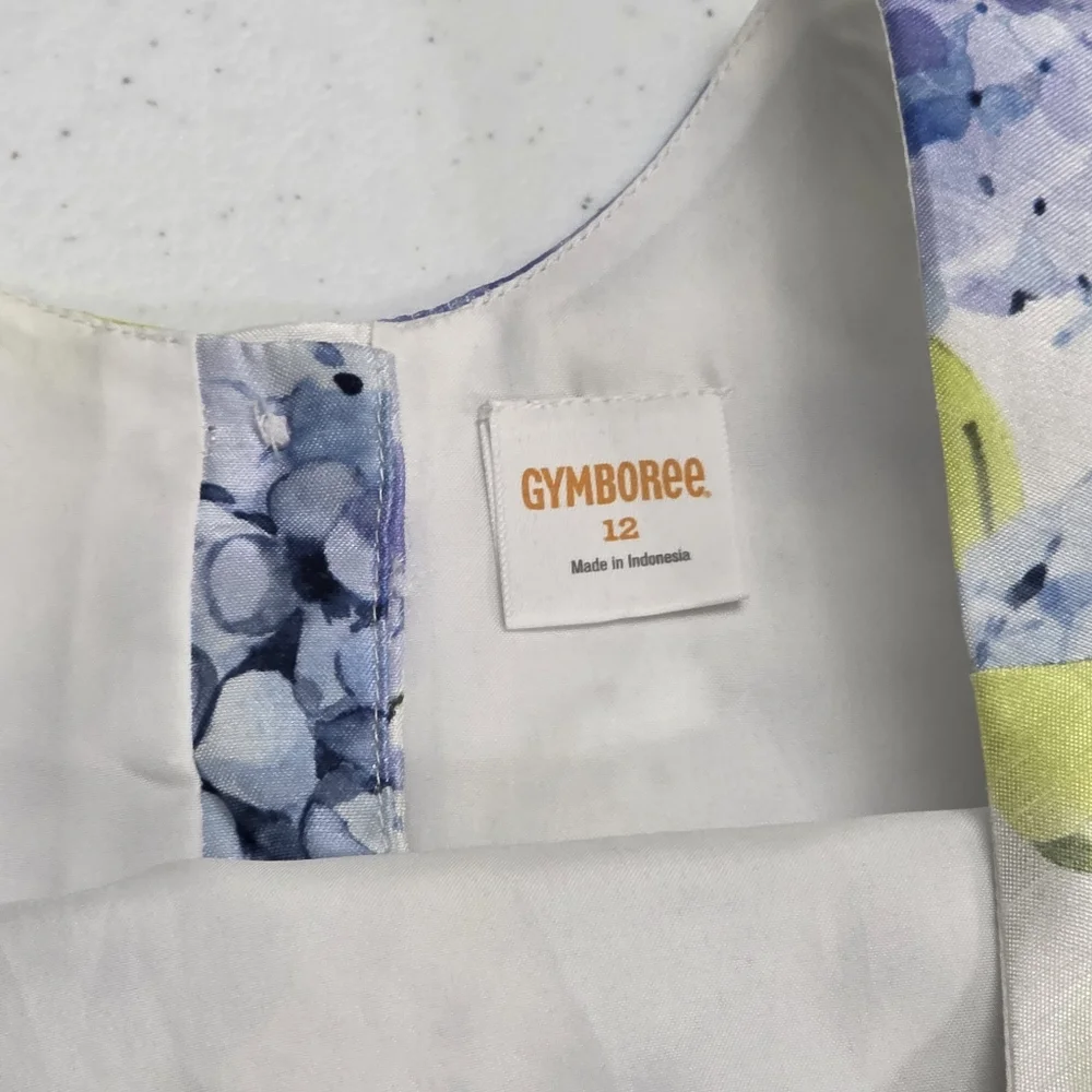 Gymboree Girls Blue Roses Floral Elegant Formal Fancy Ruffled Dress Size 12 NEW